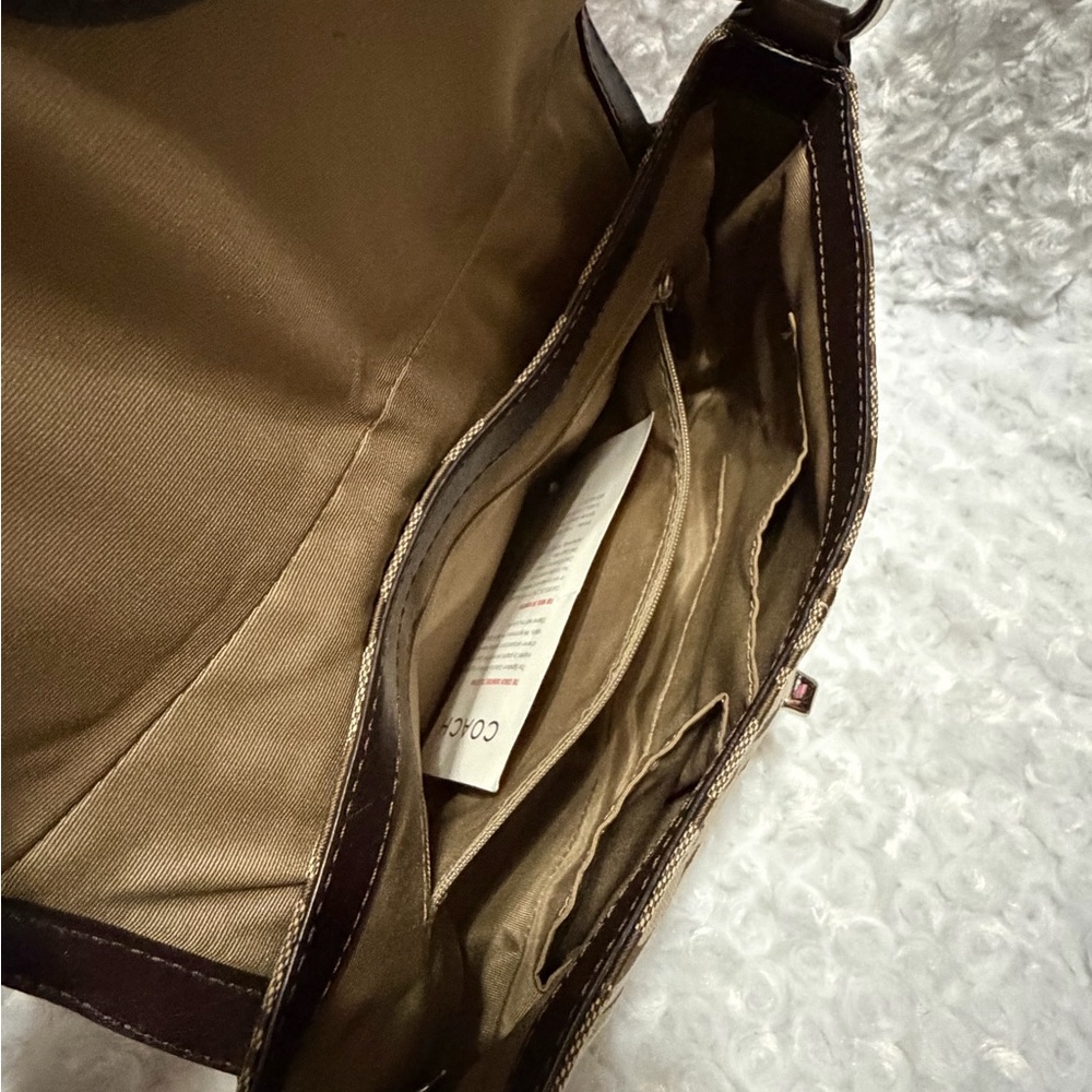 Vintage Coach Tan Brown signature turnlock braided leather strap Shoulder Bag - Picture 9 of 10